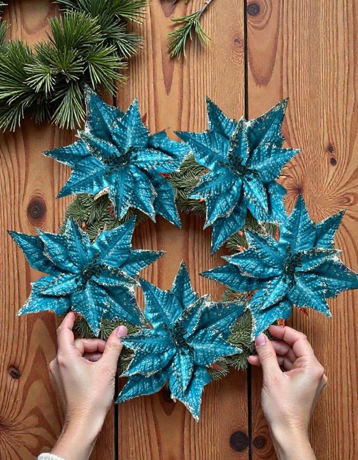 Рождественский цветок на клипсе ТМ25-5692 (D26хH20см)